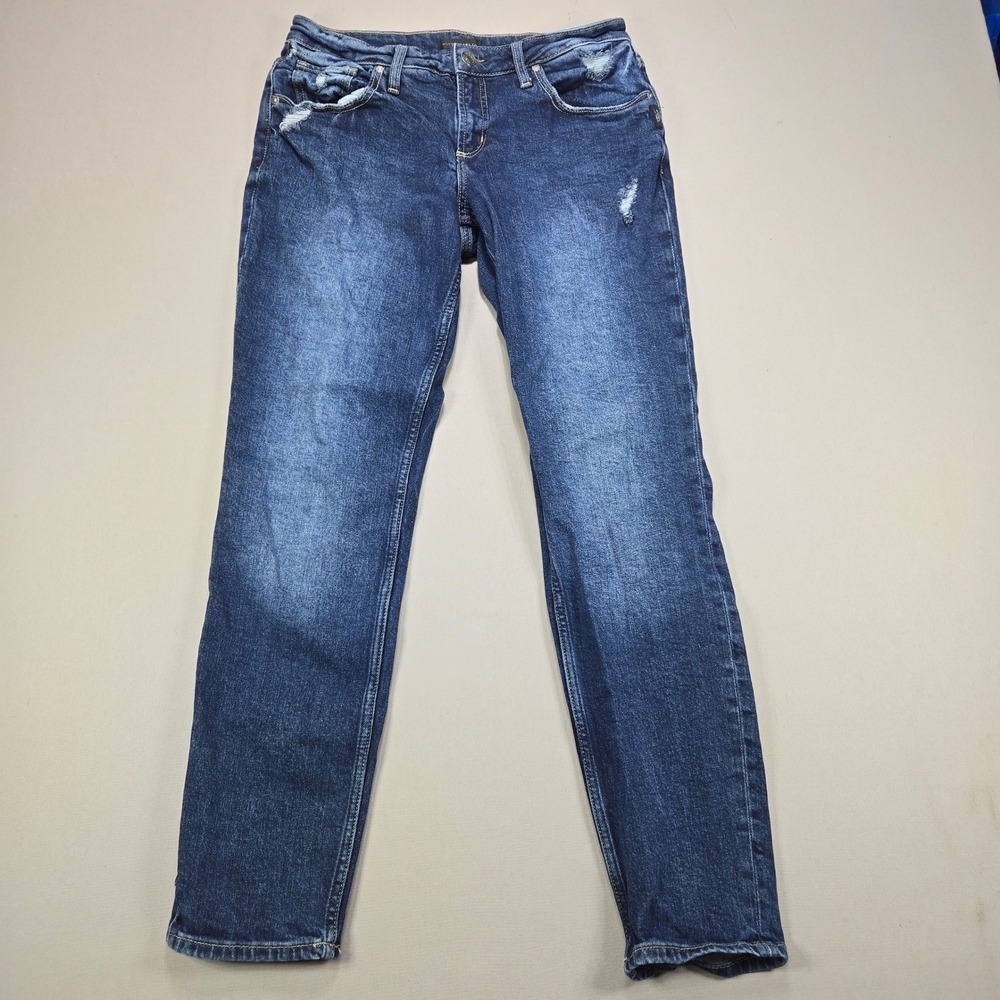 Silver Jeans Co Boyfriend Distressed Relaxed Medium Dark Wash Womens W29 L29